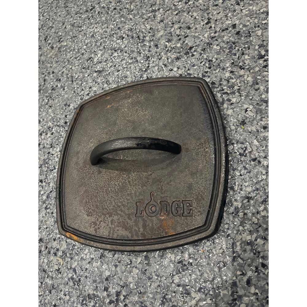 Lodge cast iron panini press‎ stovetop grill camping sandwich meats hamburgers